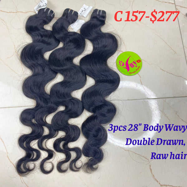 3pcs 28" Body Wavy, Double Drawn, Raw hair (C157)