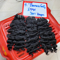 3pcs 16" Burmese Tight Curly, Double Drawn, Virgin hair (C121)