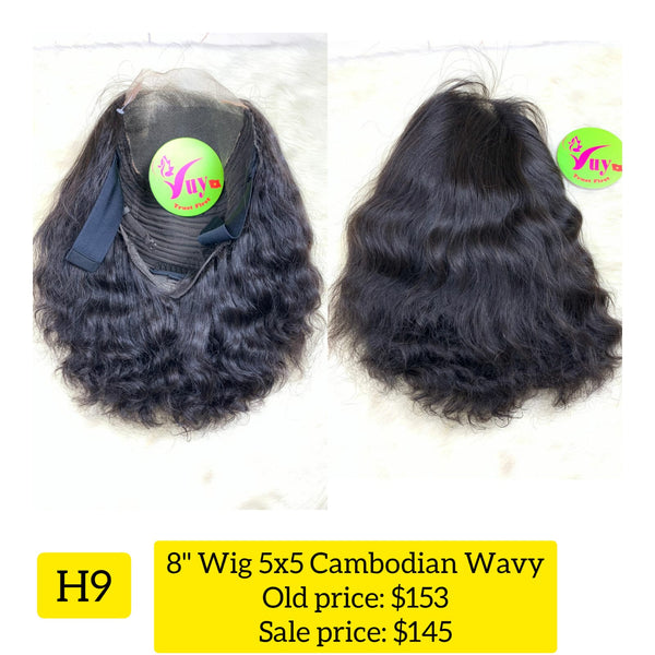 8" Wig 5x5 Cambodian Wavy (H9)