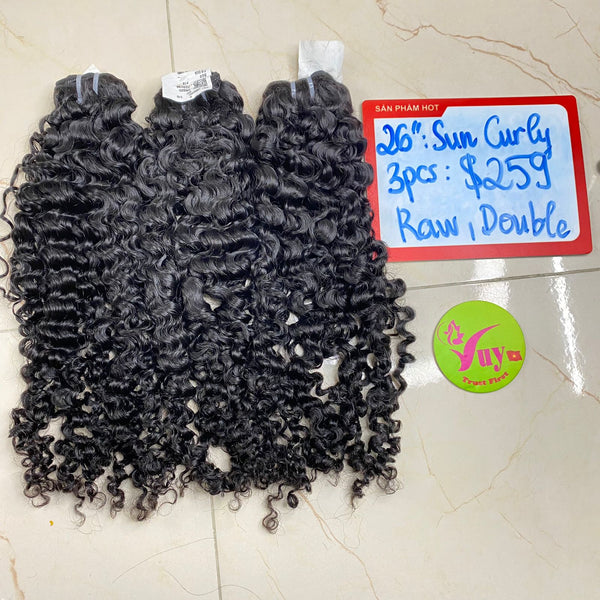 3pcs 26" Sun Curly, Double Drawn, Raw hair (C140)