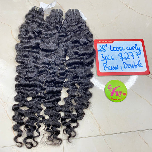 3pcs 28" Loose Curly, Double Drawn, Raw hair (C141)