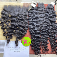 3pcs 28" and 26" Frontal 13x4 Loose Curly, Double Drawn, Raw hair (R05)