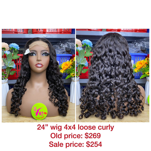 24" Wig Loose Curly, Closure 4x4, Double Draw, Raw hair (W44)