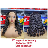 20" Wig Loose Curly, Closure 4x4, Double Draw, Raw hair (W45)