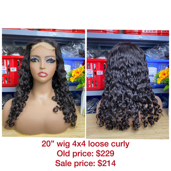 20" Wig Loose Curly, Closure 4x4, Double Draw, Raw hair (W45)