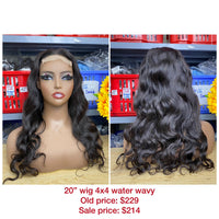 20" Wig Water Wavy, Closure 4x4, Double Drawn, Raw hair (W47)