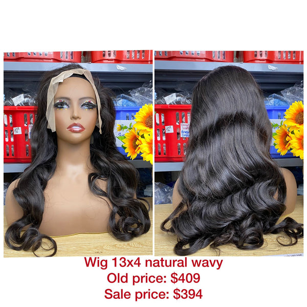 26" Wig Natural Wavy, Frontal 13x4, Double Drawn, Raw hair (W49)
