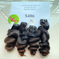 16"-20"-22"-24" Bouncy Funmi, Brown Tip, Donor 80, Single Donor hair (R55)