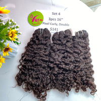 3pcs 16" Pixel Curly, Double Drawn, Raw hair (R49)