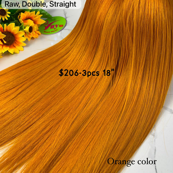 3pcs 18" Orange Straight, Double Drawn, Raw hair (BF01)