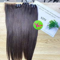 3pcs 18" and 16" Closure 4x4 Bone Straight, Super Double Drawn, Raw hair (R70)