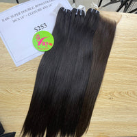 3pcs 18" and 16" Closure 4x4 Bone Straight, Super Double Drawn, Raw hair (R72)