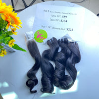 2pcs 20" and 18" and 18" Natural Wavy, Double Drawn, Raw hair (R81)