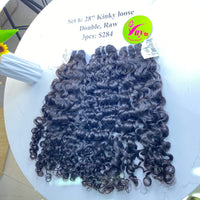 3pcs 28" Kinky Loose, Double Drawn, Raw hair (R77)