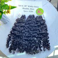 3pcs 28" Kinky Loose, Double Drawn, Raw hair (R77)