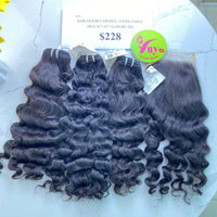 3pcs 16" and 16" Closure 5x5 Loose Curly, Double Drawn, Raw hair (R101)