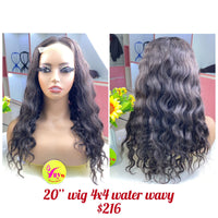 20" Wig closure 4x4 Water Wavy, Double Drawn, Raw hair (W61)