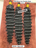 3pcs 20" Bulk Deep Wavy, Double Drawn, Remy hair (R130)