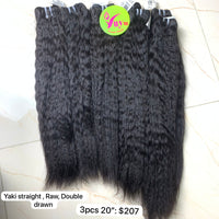 3pcs 20" yaky Straight, Double Drawn, Raw hair (R135)