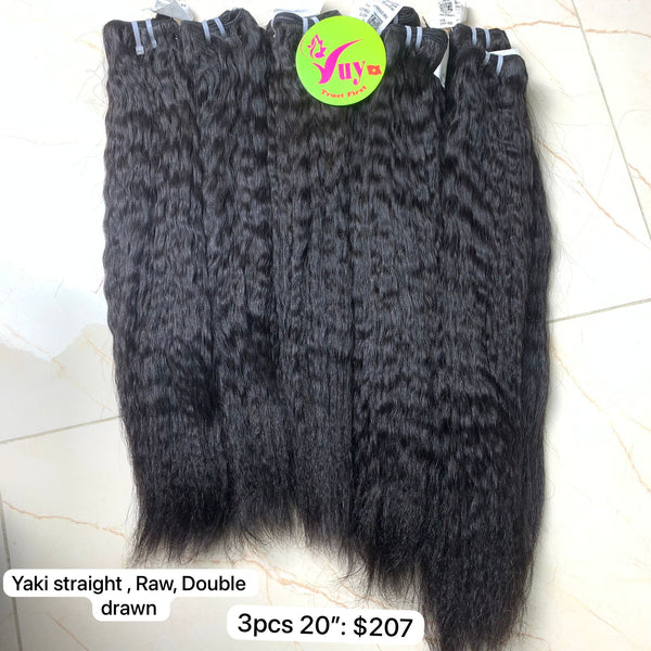 3pcs 20" yaky Straight, Double Drawn, Raw hair (R135)