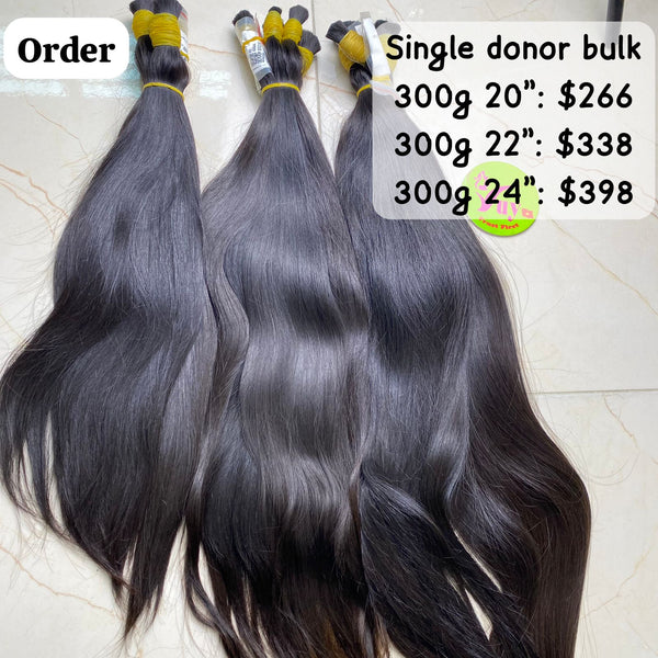 900g 20"22"24" Single donor bulk hair