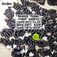3pcs 8" Super double drawn Bouncy funmi hair