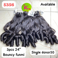 3pcs 24" bouncy funmi single donor50 hair