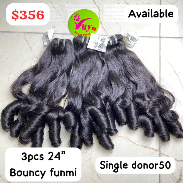 3pcs 24" bouncy funmi single donor50 hair