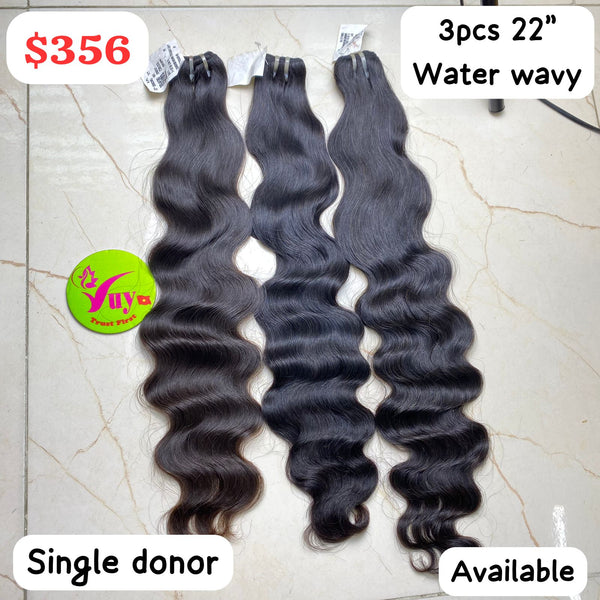 3pcs 22" water wave single donor hair