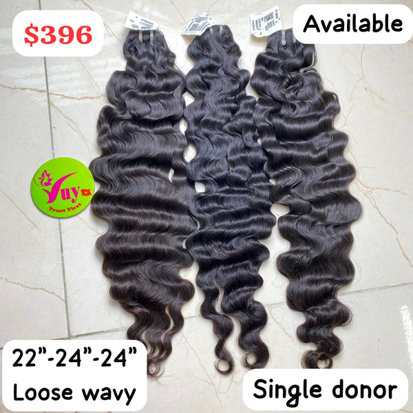 22"24"24"" loose wavy single donor hair