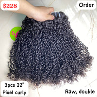 3pcs22" Pixel curly double drawn raw hair