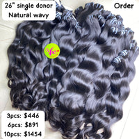 3pcs 26" natural wave single donor hair