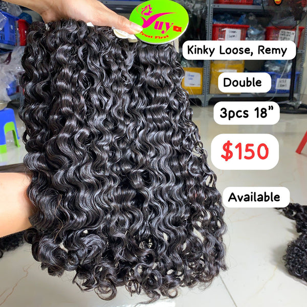 3pcs 18'' Kinky Loose Remy Double