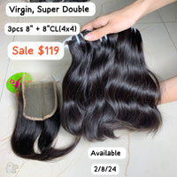 3pcs 8'' + 8''CL(4x4) Virgin Super Double