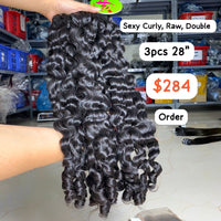 3pcs 28'' sexy curly raw double