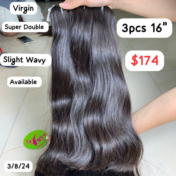 3pcs 16'' Slight Wavy Virgin Super Double
