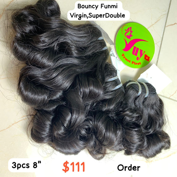 3pcs 8'' Bouncy Funmi Virgin Super Double