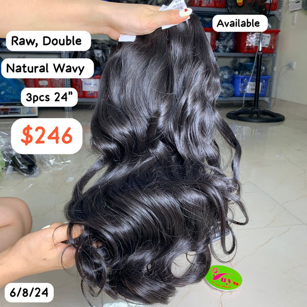 3pcs 24'' Natural Wavy Raw Double