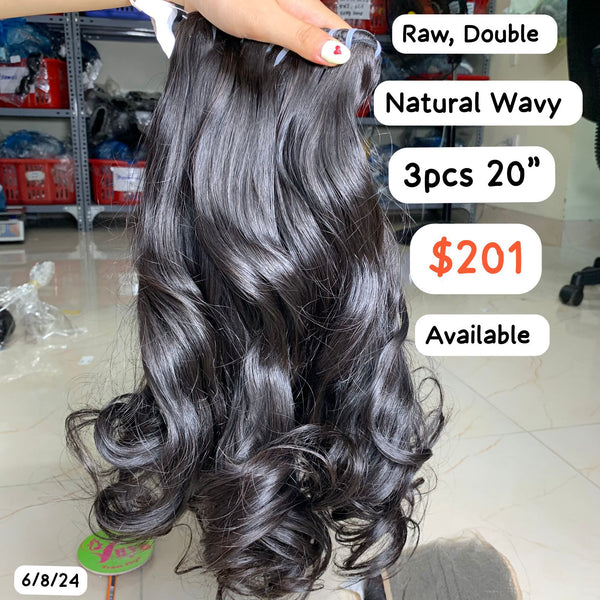3pcs 20'' Natural Wavy Raw Double