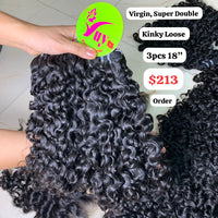 3pcs 18'' Kinky Loose Virgin Super Double
