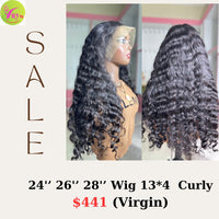 24"26"28" 13x4 frontal lace wig Curly