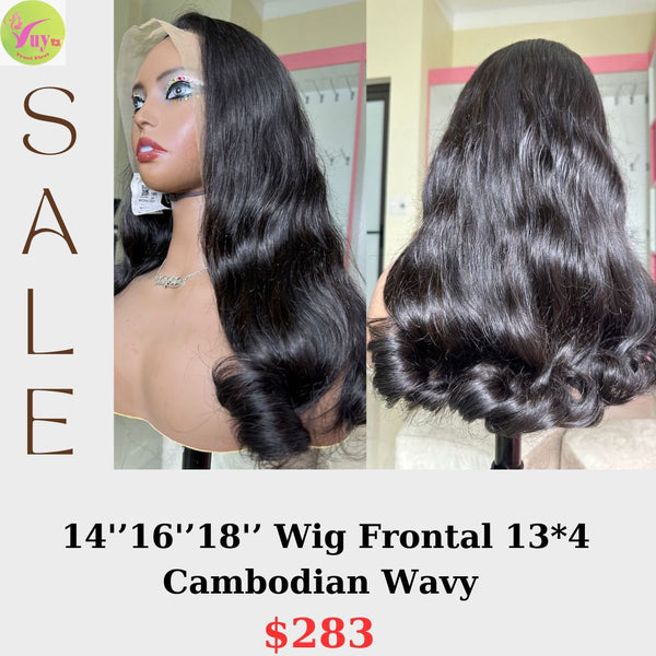 14"16"18" 13x4 frontal lace wig Cambodian wavy