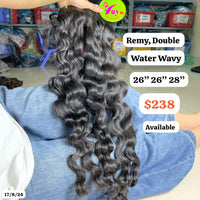 26"26"28" Water wave double drawn remy hair