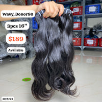 3pcs 16" wavy single donor hair