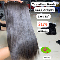 3pcs 14" Bone straight super double drawn virgin hair