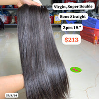 3pcs 18" Bone straight super double drawn virgin hair