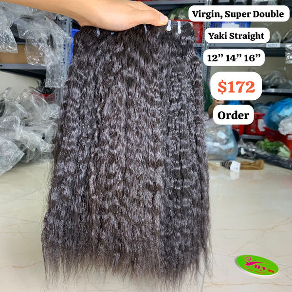 12"14"16" Yaki straight super double drawn virgin hair