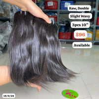 3pcs 10" Slight wave double drawn raw hair