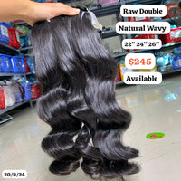 22"24"26" Natural wave double drawn raw hair