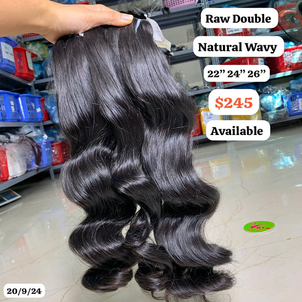 22"24"26" Natural wave double drawn raw hair